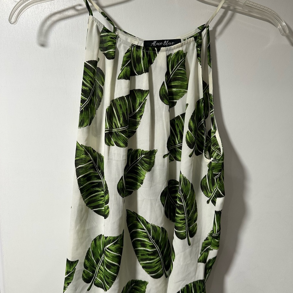 Alice Blue Women's Green Leaf Print Tank Top